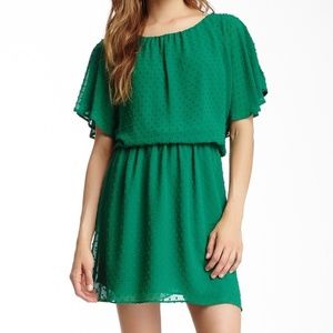 Greylin Short Sleeve Green Textured Dress S